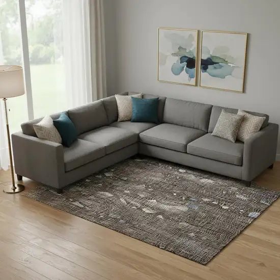 Chocolate And Beige Abstract Washable Area Rug With UV Protection Photo 2