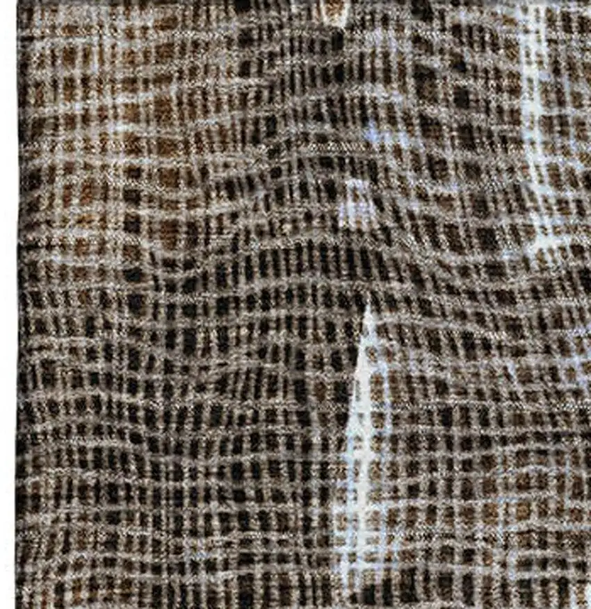 Chocolate And Beige Abstract Washable Area Rug With UV Protection Photo 3