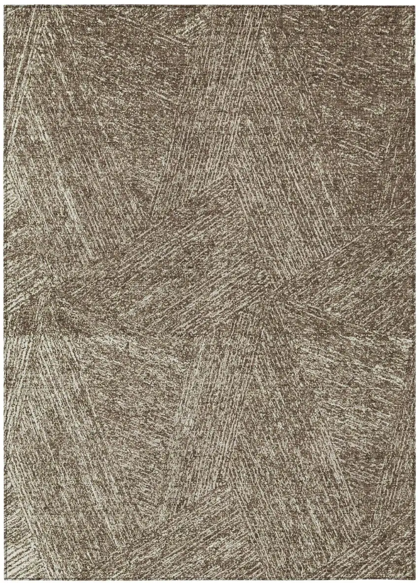 Chocolate And Beige Abstract Washable Indoor Outdoor Area Rug Photo 2