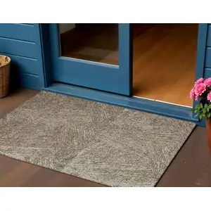 Photo of Chocolate And Beige Abstract Washable Indoor Outdoor Area Rug
