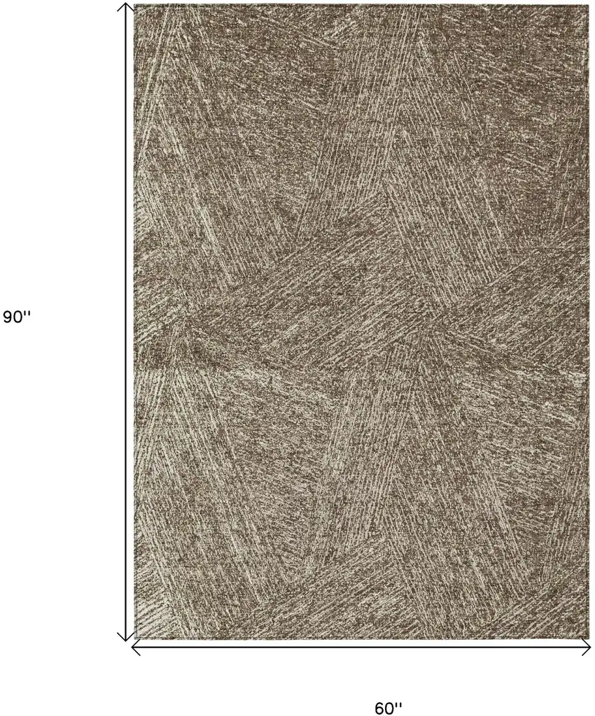 Chocolate And Beige Abstract Washable Indoor Outdoor Area Rug Photo 3