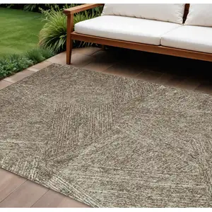 Photo of Chocolate And Beige Abstract Washable Indoor Outdoor Area Rug