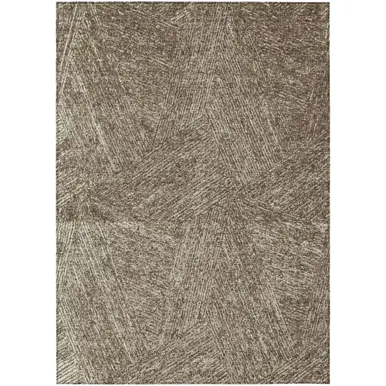 Chocolate And Beige Abstract Washable Indoor Outdoor Area Rug Photo 2
