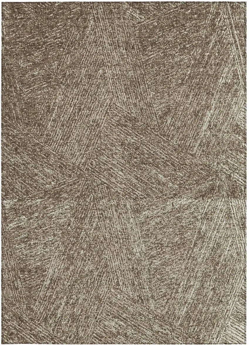 Chocolate And Beige Abstract Washable Indoor Outdoor Area Rug Photo 5
