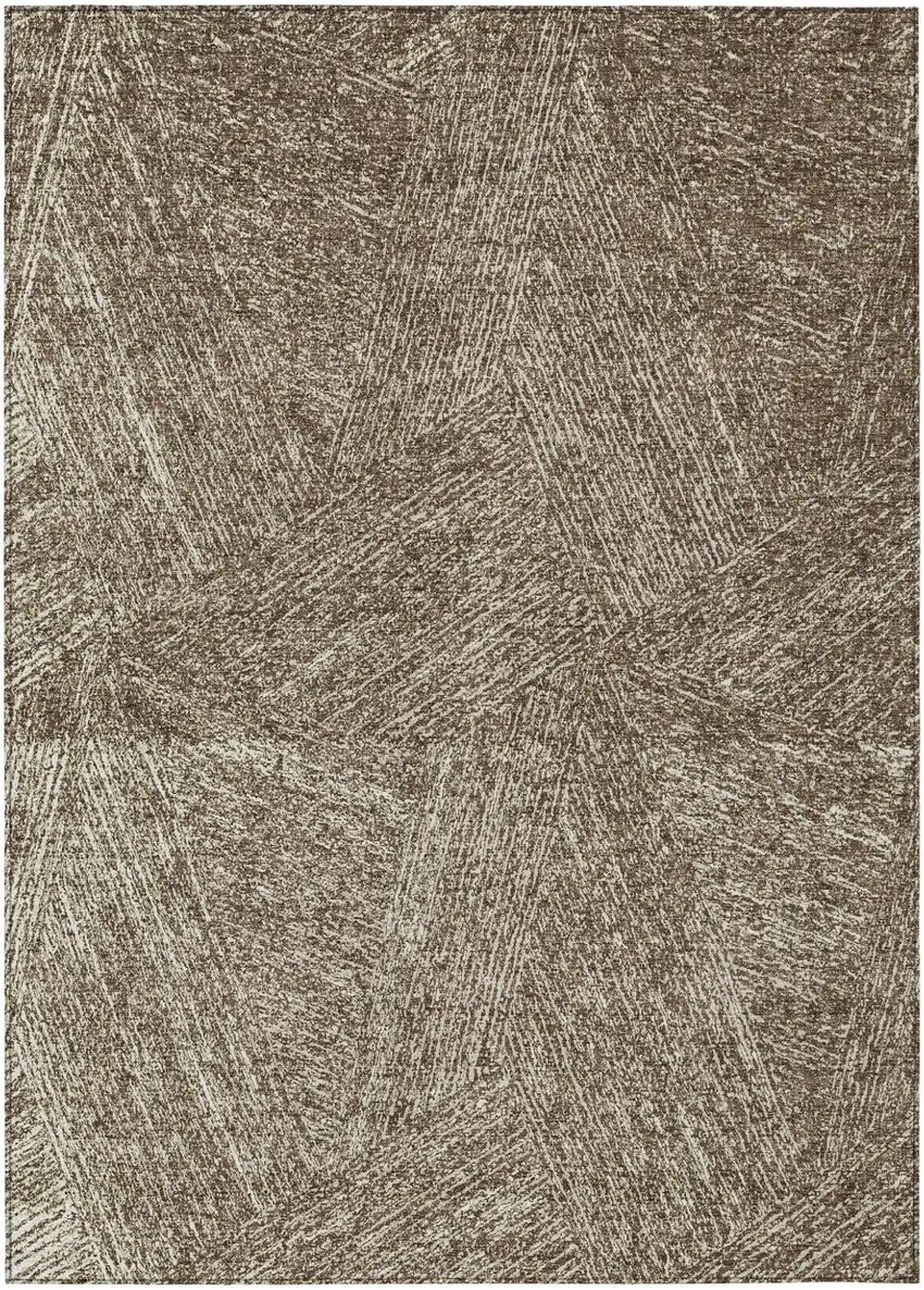 Chocolate And Beige Abstract Washable Indoor Outdoor Area Rug Photo 2