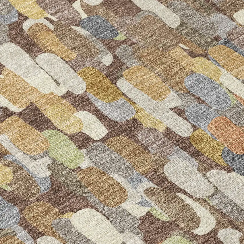 Chocolate And Beige Abstract Washable Indoor Outdoor Area Rug Photo 9