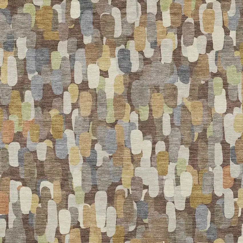 Chocolate And Beige Abstract Washable Indoor Outdoor Area Rug Photo 2