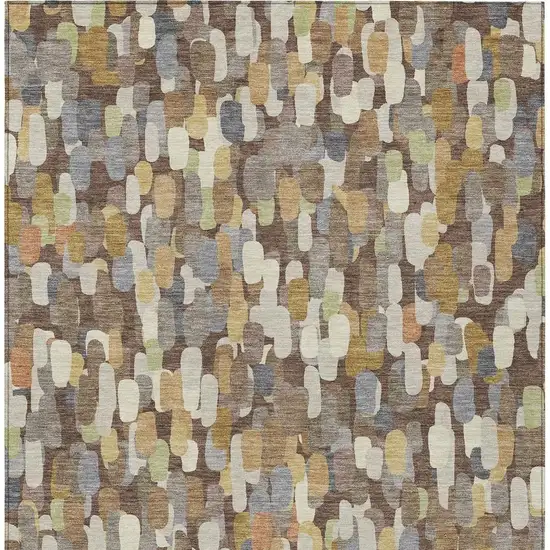 Chocolate And Beige Abstract Washable Indoor Outdoor Area Rug Photo 3