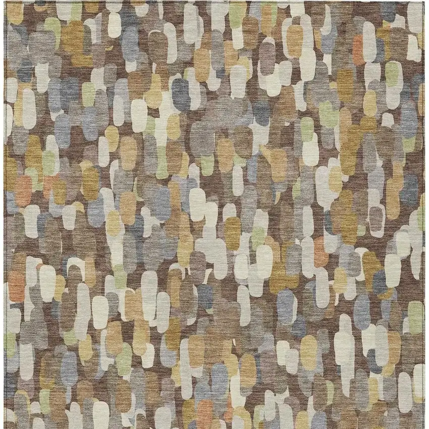 Chocolate And Beige Abstract Washable Indoor Outdoor Area Rug Photo 3