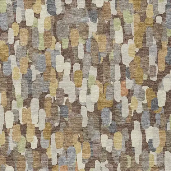 Chocolate And Beige Abstract Washable Indoor Outdoor Area Rug Photo 2