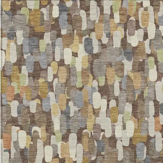 Chocolate And Beige Abstract Washable Indoor Outdoor Area Rug Photo 2