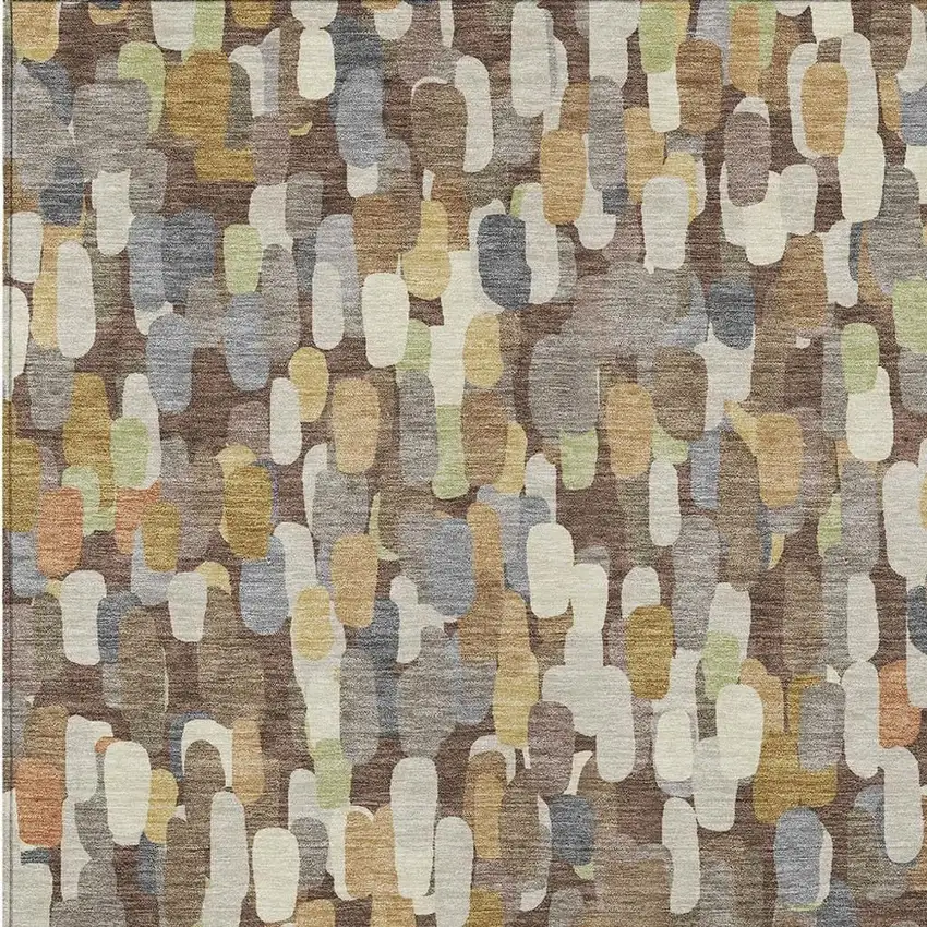 Chocolate And Beige Abstract Washable Indoor Outdoor Area Rug Photo 2