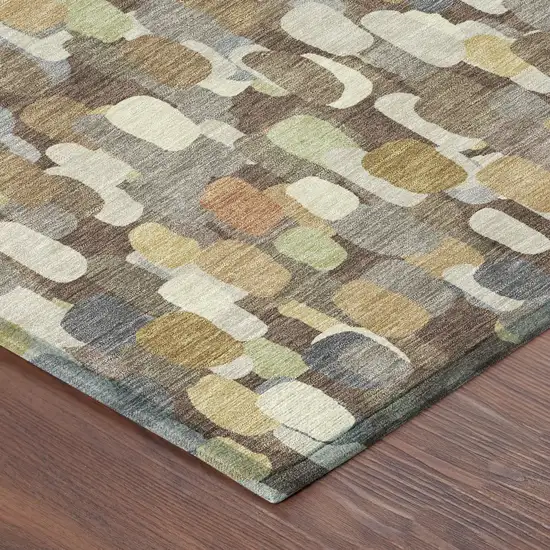 Chocolate And Beige Abstract Washable Indoor Outdoor Area Rug Photo 8