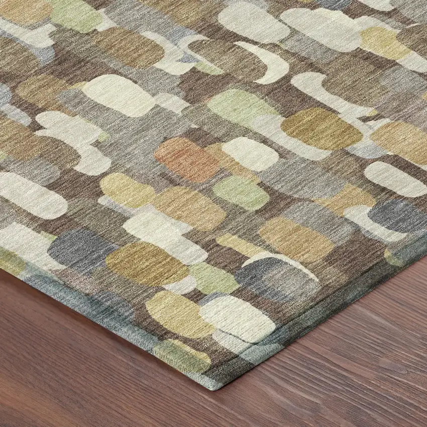 Chocolate And Beige Abstract Washable Indoor Outdoor Area Rug Photo 8
