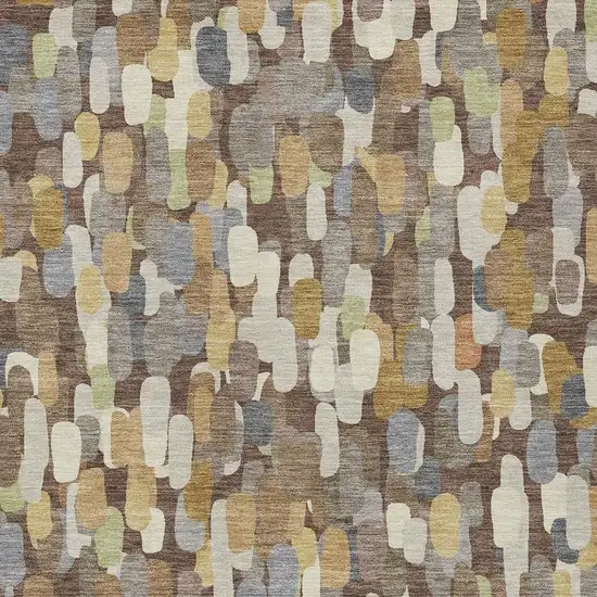 Chocolate And Beige Abstract Washable Indoor Outdoor Area Rug Photo 2