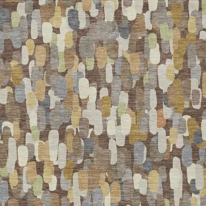 Chocolate And Beige Abstract Washable Indoor Outdoor Area Rug Photo 2