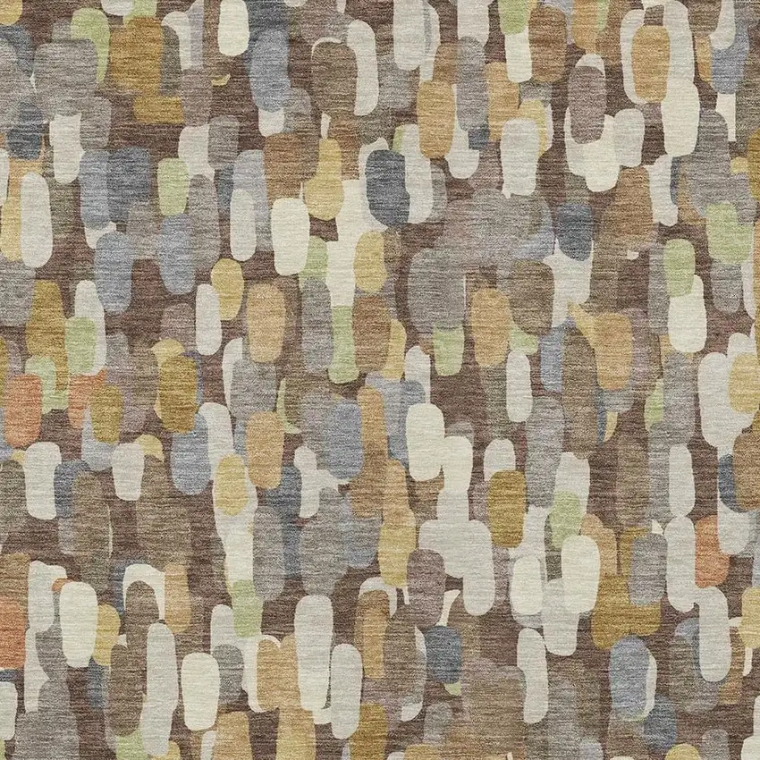 Chocolate And Beige Abstract Washable Indoor Outdoor Area Rug Photo 2