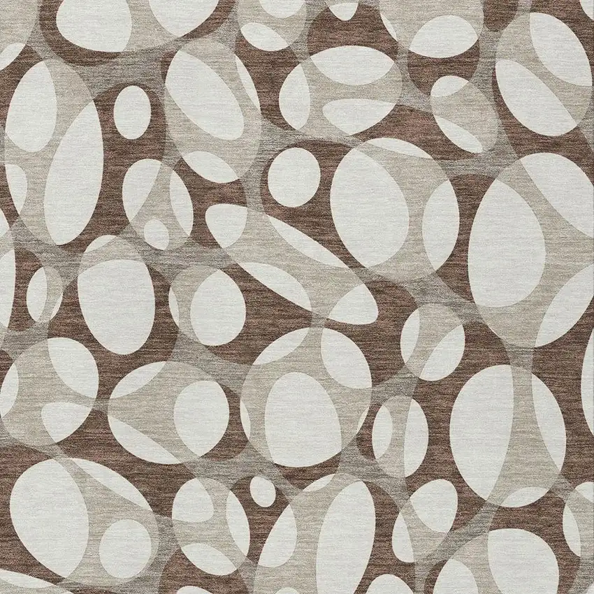 Chocolate And Beige Abstract Washable Indoor Outdoor Area Rug Photo 2