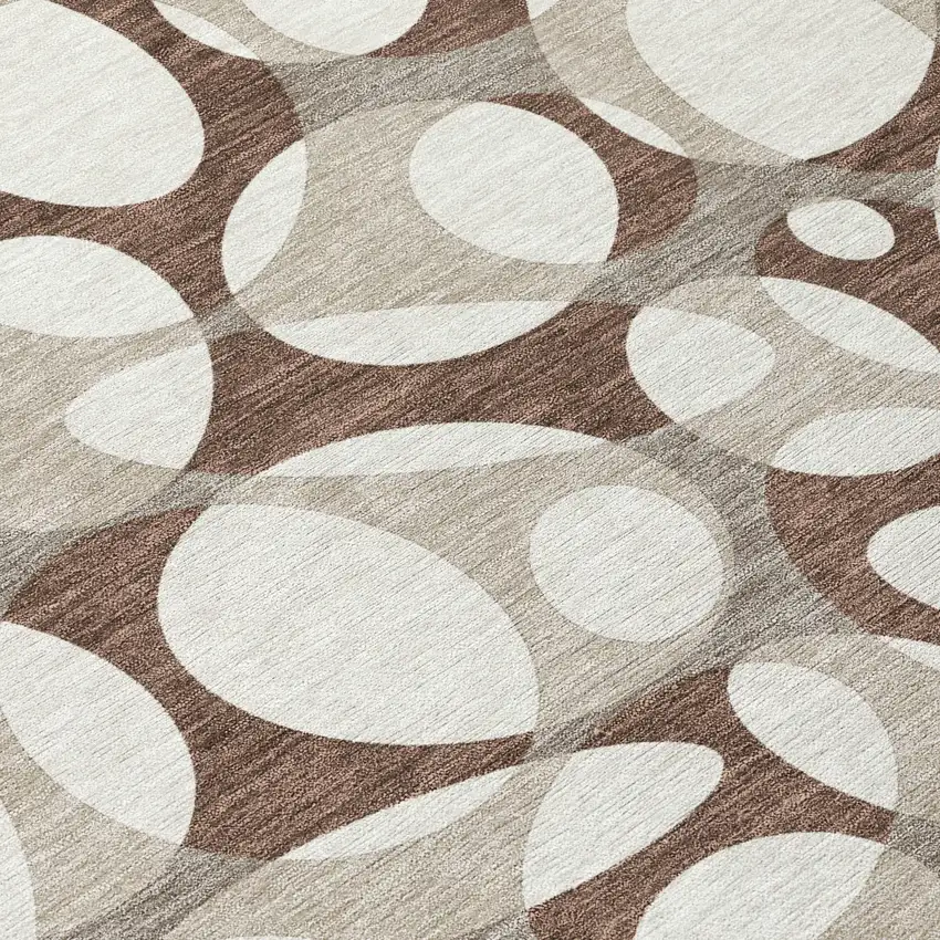 Chocolate And Beige Abstract Washable Indoor Outdoor Area Rug Photo 9