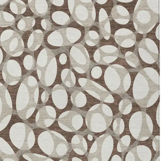 Chocolate And Beige Abstract Washable Indoor Outdoor Area Rug Photo 3