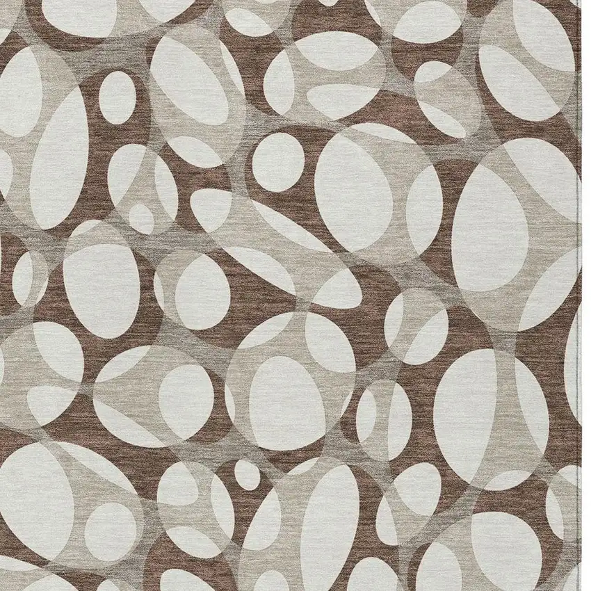 Chocolate And Beige Abstract Washable Indoor Outdoor Area Rug Photo 2