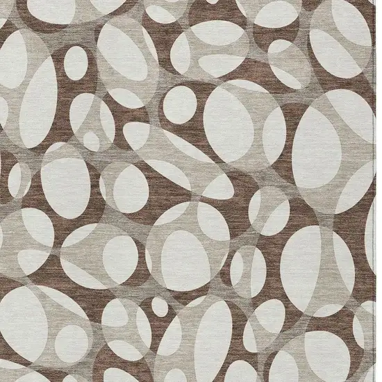 Chocolate And Beige Abstract Washable Indoor Outdoor Area Rug Photo 2