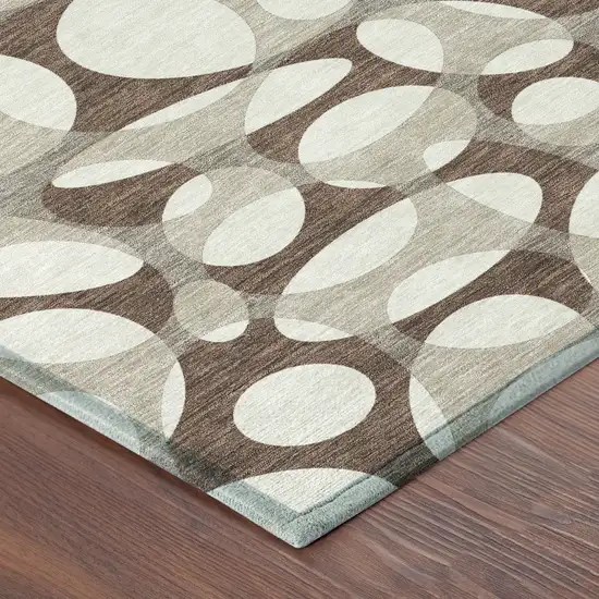 Chocolate And Beige Abstract Washable Indoor Outdoor Area Rug Photo 8