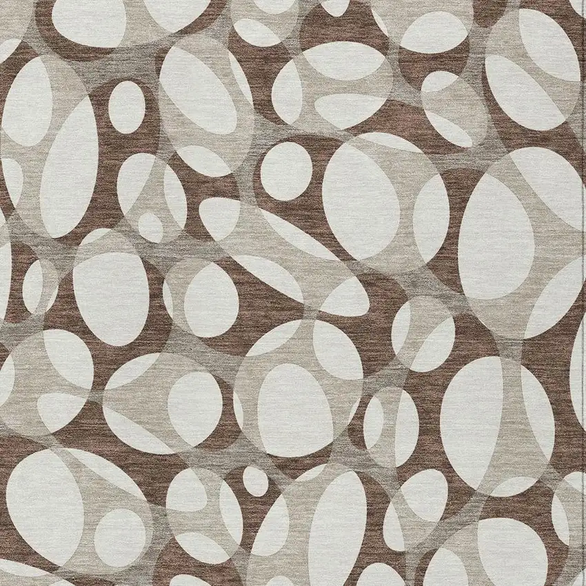 Chocolate And Beige Abstract Washable Indoor Outdoor Area Rug Photo 2