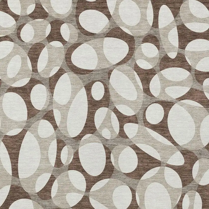 Chocolate And Beige Abstract Washable Indoor Outdoor Area Rug Photo 2