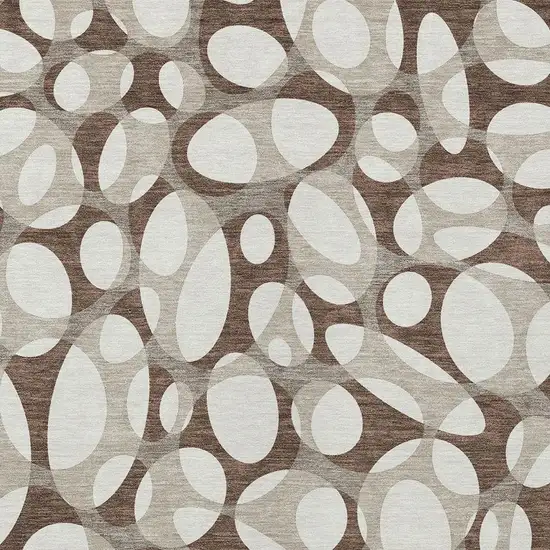 Chocolate And Beige Abstract Washable Indoor Outdoor Area Rug Photo 2