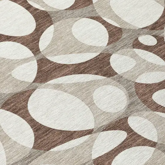 Chocolate And Beige Abstract Washable Indoor Outdoor Area Rug Photo 9