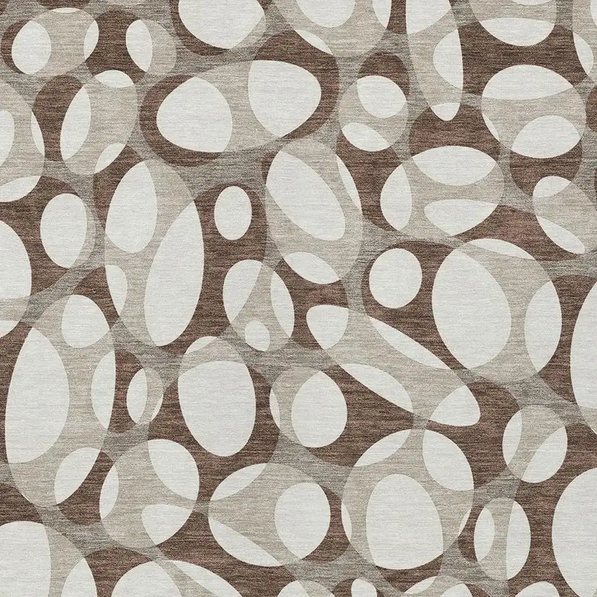 Chocolate And Beige Abstract Washable Indoor Outdoor Area Rug Photo 2