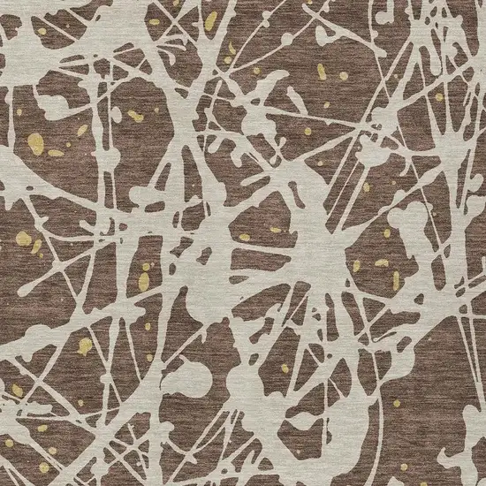 Chocolate And Beige Abstract Washable Indoor Outdoor Area Rug Photo 2