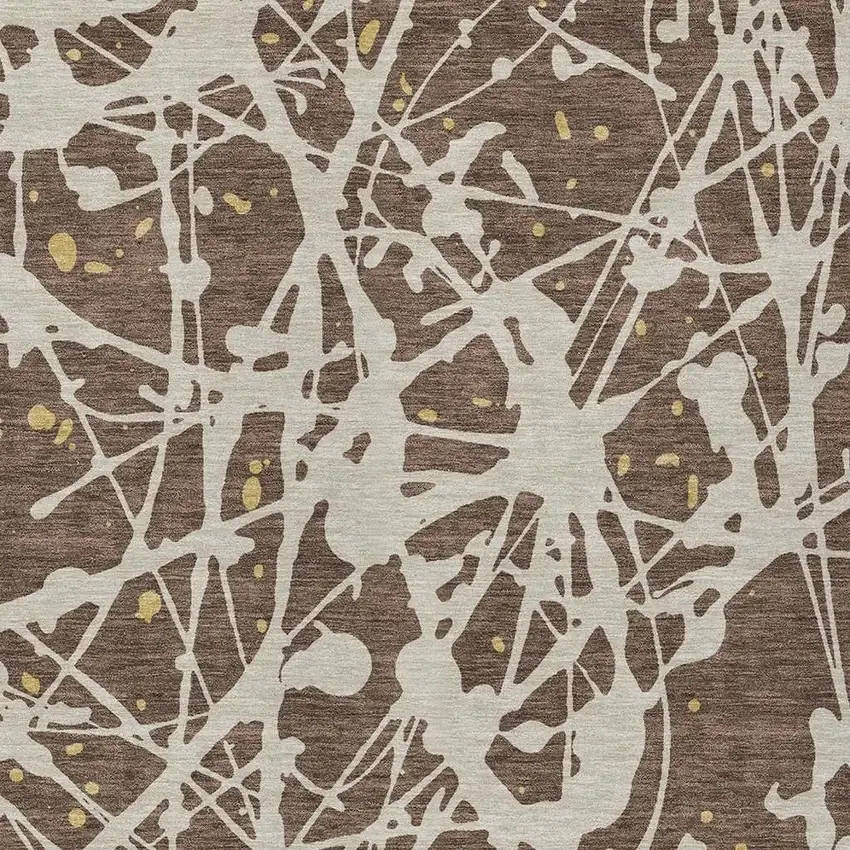 Chocolate And Beige Abstract Washable Indoor Outdoor Area Rug Photo 2