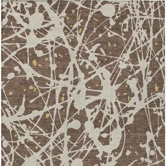 Chocolate And Beige Abstract Washable Indoor Outdoor Area Rug Photo 3