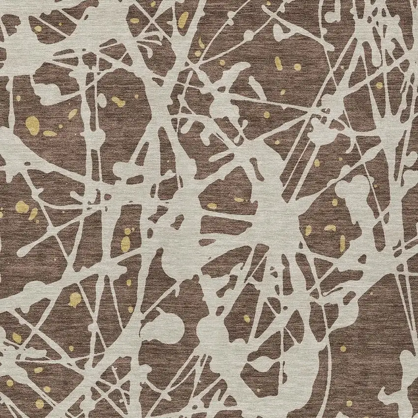 Chocolate And Beige Abstract Washable Indoor Outdoor Area Rug Photo 2