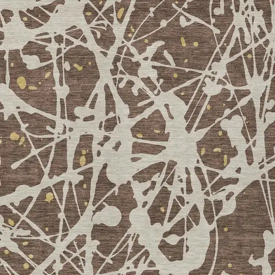 Chocolate And Beige Abstract Washable Indoor Outdoor Area Rug Photo 2