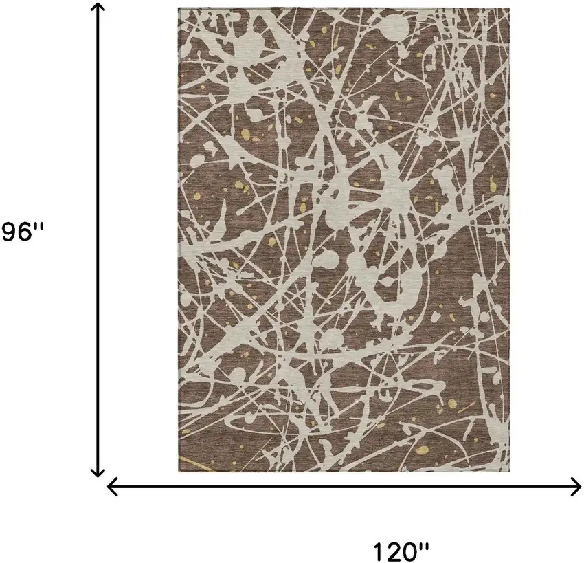 Chocolate And Beige Abstract Washable Indoor Outdoor Area Rug Photo 6