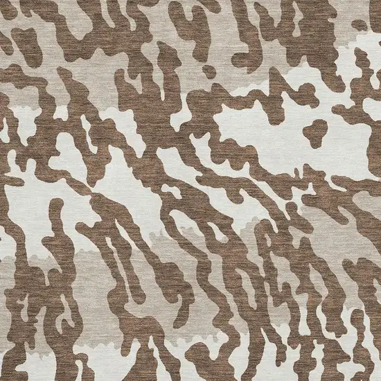 Chocolate And Beige Animal Print Washable Area Rug With UV Protection Photo 3