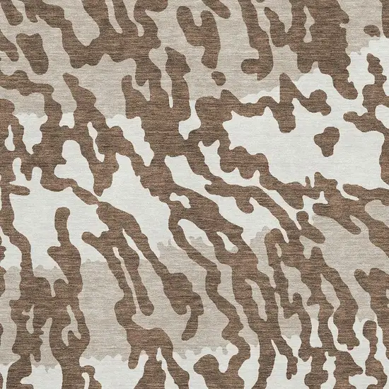 Chocolate And Beige Animal Print Washable Area Rug With UV Protection Photo 3