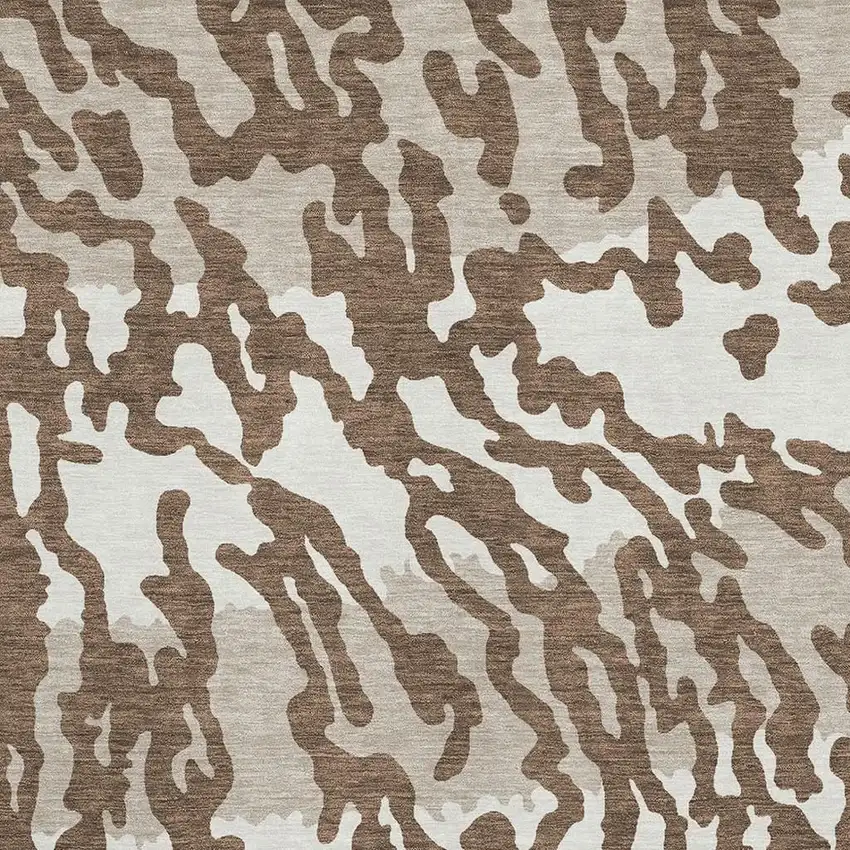 Chocolate And Beige Animal Print Washable Area Rug With UV Protection Photo 3