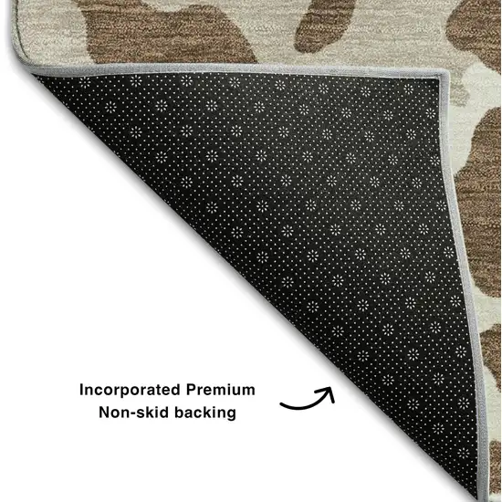 Chocolate And Beige Animal Print Washable Area Rug With UV Protection Photo 7