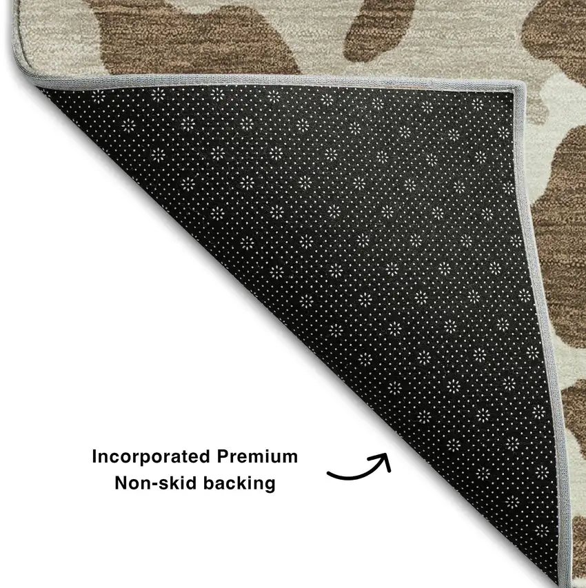 Chocolate And Beige Animal Print Washable Area Rug With UV Protection Photo 7
