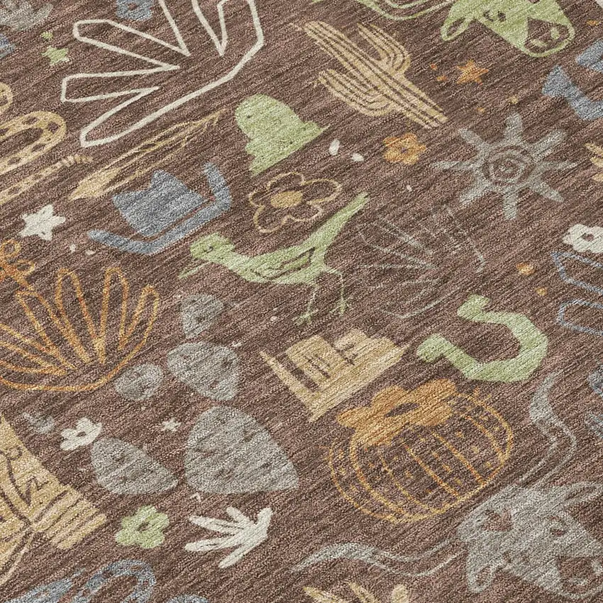 Chocolate And Beige Cactus Washable Indoor Outdoor Area Rug Photo 6