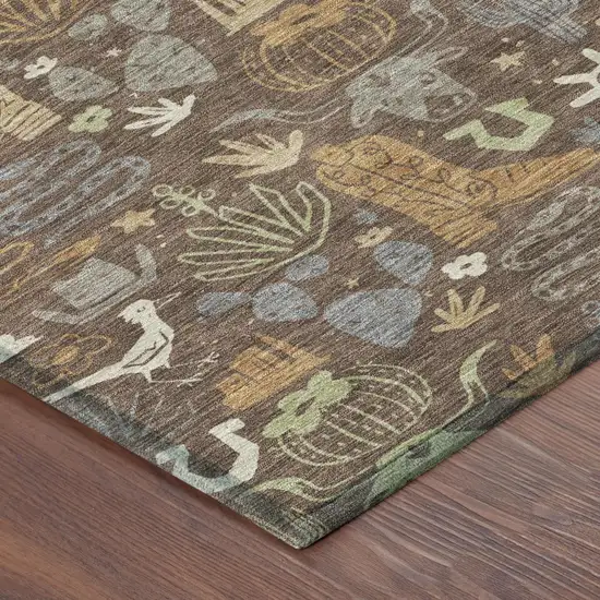Chocolate And Beige Cactus Washable Indoor Outdoor Area Rug Photo 5