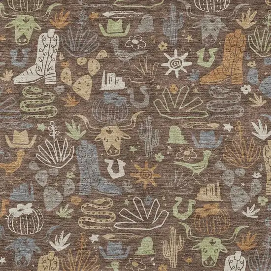 Chocolate And Beige Cactus Washable Indoor Outdoor Area Rug Photo 3