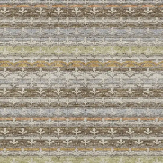 Chocolate And Beige Damask Washable Indoor Outdoor Area Rug Photo 2