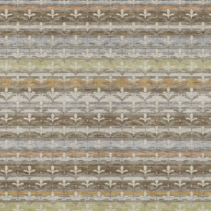 Chocolate And Beige Damask Washable Indoor Outdoor Area Rug Photo 2