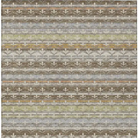 Chocolate And Beige Damask Washable Indoor Outdoor Area Rug Photo 3