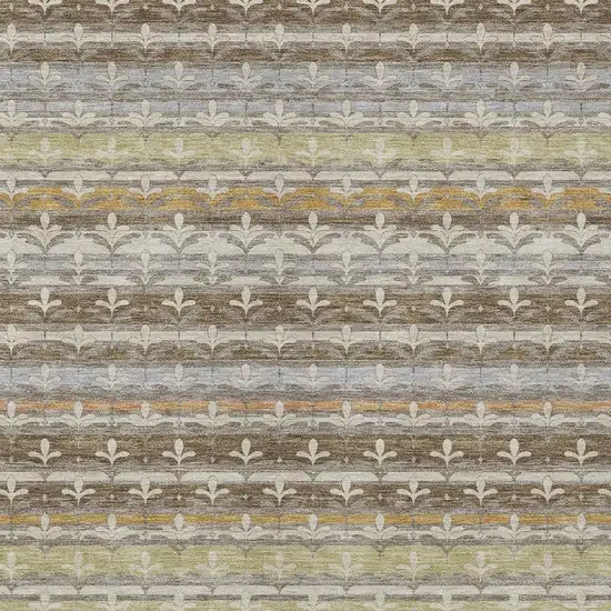 Chocolate And Beige Damask Washable Indoor Outdoor Area Rug Photo 2